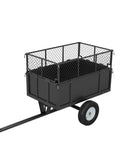 Heavy Duty 750 Lbs Utility Dump Cart For Lawn Tractors And ATVs with removable mesh sides and quick-dump design, 17 cu ft capacity