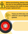 Warning label for 6 Inch By 1.5 Inch Flat Free Solid Rubber Tire And Wheel Assemblies Pack Of 2 Beefy Built Hand Truck Wheel
