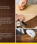 Step-by-step guide using Black Walnut Wood Stain for cleaning, applying, and finishing wood surfaces.