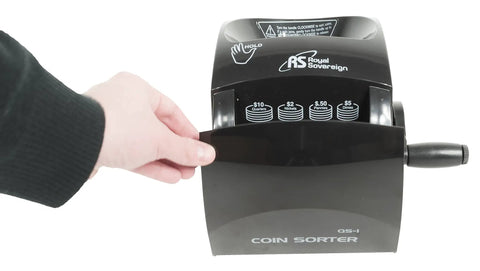 Hand operating Eco Friendly Manual Hand Crank Coin Sorter No Electricity Needed Large 200 Coin Capacity Front Door Keeps Dust Out
