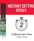 InstantWeld 2 Pack Clear Epoxy Adhesive That Sets In 2 Minutes With No Mess Static Mixer For Precision Repairs On Glass, Metal, Plastic And Ceramic, Delivers Strong, Clear Bond In About An Hour, 14ml.