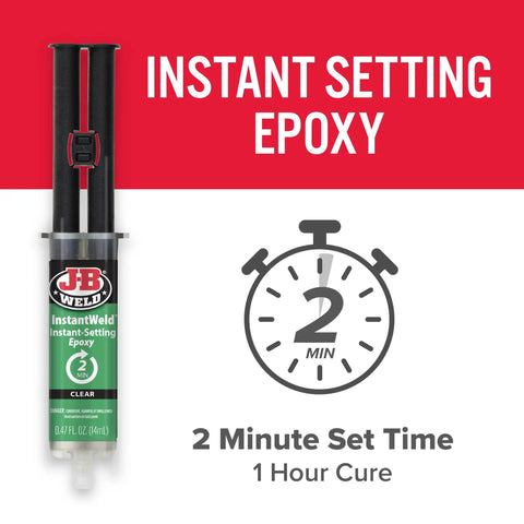 InstantWeld 2 Pack Clear Epoxy Adhesive That Sets In 2 Minutes With No Mess Static Mixer For Precision Repairs On Glass, Metal, Plastic And Ceramic, Delivers Strong, Clear Bond In About An Hour, 14ml.