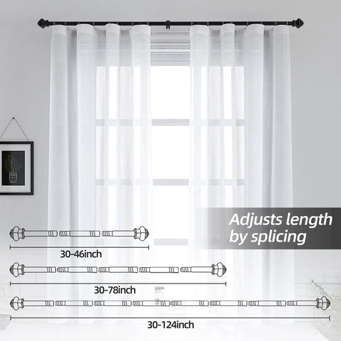 Heavy Duty 5/8 Inch Curtain Rods 30 To 46 Inch Black Finish 2 Pack For Bedroom Living Room Outdoor Holds Up To 20 Lbs