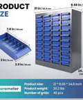 40 Drawer Parts Cabinet With Label Stickers Nut And Bolt Organizer ABS Drawers For Screws Bolts Nuts In Workshop Garage And Office Built Tough For Long Lasting Rust Resistant Mess Free Organization featuring product dimensions