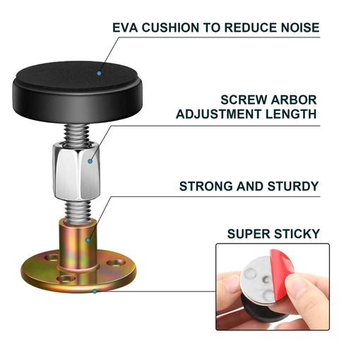 Straight Up Dependable Adjustable Headboard Stoppers For Wall 4 Piece Set Self Adhesive Bed Frame Brackets, close-up of EVA cushion and screw seat.