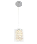 Bubble Cube Pendant Light With Glass Bead Shade And Chrome Finish, Integrated LED Dimmable Ceiling Fixture, 1 Light, hanging