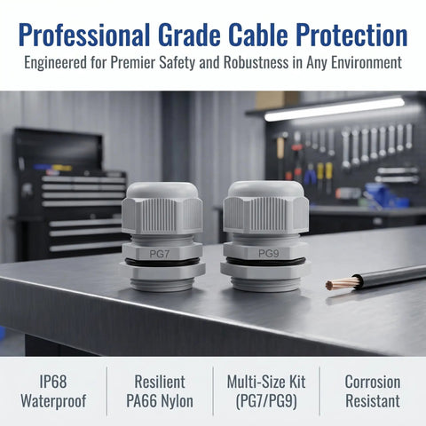 30 Cable Gland Connectors Kit Must Have With Plastic Fixing Sealing Sleeves White Includes 20 PG7 And 10 PG9 Adjustable Sealing Sleeves