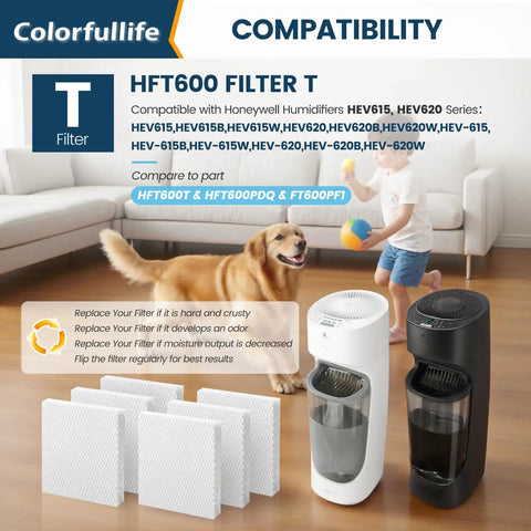 4 Pack Humidifier Filter T For Honeywell Top Fill Tower Humidifier HEV615 HEV620 Replacement HFT600 Filter T easy install
