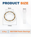 Product dimensions of 8 Pack POM Plastic Bearings 9 x 17 x 4 mm Deep Groove Ball Bearings With Glass Balls And Nylon Cage