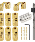 8 Pack 8mm Hidden Brass Barrel Hinges With Magnet Drill Bit And Depth Stop Collar For Cabinets Doors And Boxes