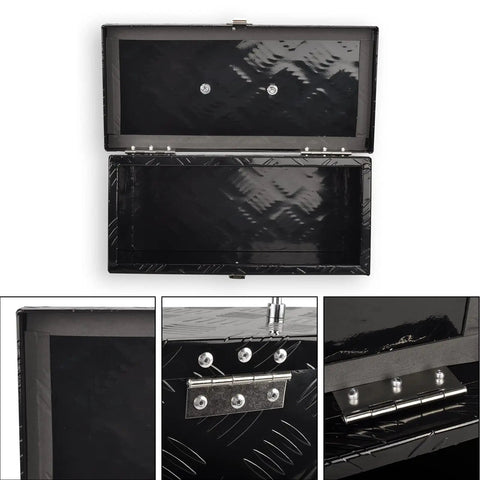 Tough Aluminum Truck Tool Box With Handy Grab Handle And Weather Sealed Overlapping Lid Leak Tight Rust Proof Heavy Duty Trailer Storage Bin In Classic Black 16X7Point5X10