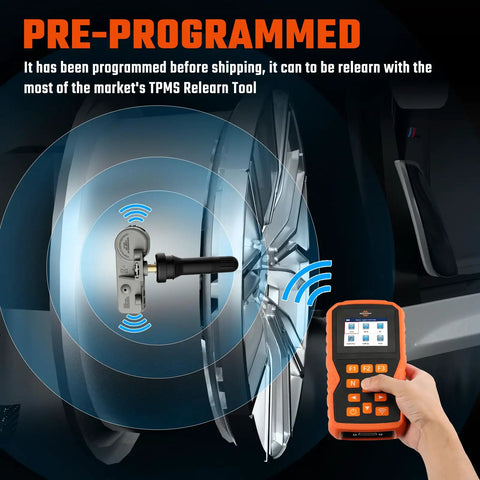 Drop In Ready 315Mhz Tire Pressure Sensors 4Pack Preprogrammed For Gm Vehicles Replaces 13581558 Buick Cadillac Chevrolet Gmc Saab. Sensor installation with TPMS tool.