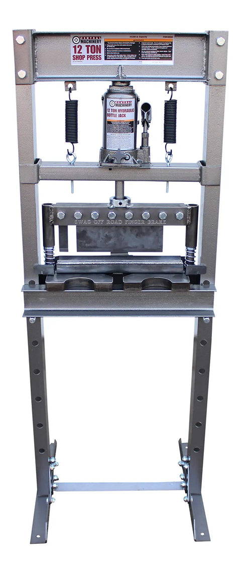 Badass Finger Brake Kit Designed For 12 Ton Hydraulic Press Featuring Adjustable Back And Side Stops For Precision DIY Fabrication Machined From 4140 Steel USA Shop