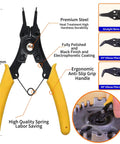 4 In 1 Snap Ring Pliers Set With 380 Pcs Retaining Ring Kit, ergonomic handle, interchangeable jaws