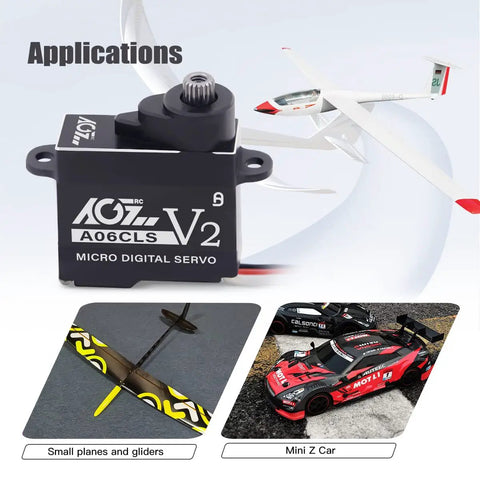 Micro Steering Servo 0.052 Sec HV High Speed Full Metal Gear Coreless Digital Mini Servo For Small Airplanes And Gliders A06CLS V2 Black