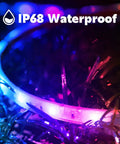 Outdoor Waterproof LED Strip Lights 100 Ft RGB Color Changing With Music Sync illuminating grass at night
