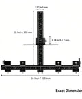 Tough Aluminum Cabinet Hardware Jig With 16 Inch Adjustable Slide Rail For Dead On Knobs Handles Layout Zero Guesswork Quick Diy Woodworking Drill Template Guide exact dimension diagram.