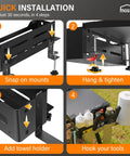 Installation steps for Griddle Caddy for Blackstone Griddles 36 Inch 28 Inch 22 Inch and 17 Inch Prep Cart Space Saving BBQ Accessories Organizer.