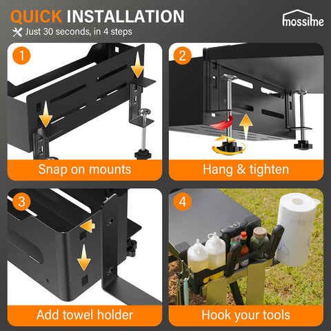 Installation steps for Griddle Caddy for Blackstone Griddles 36 Inch 28 Inch 22 Inch and 17 Inch Prep Cart Space Saving BBQ Accessories Organizer.
