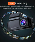 Crystal Clear 1296P Front Dash Cam With WiFi App Night Vision Mini Hidden Car Camera with Loop Recording feature highlighted