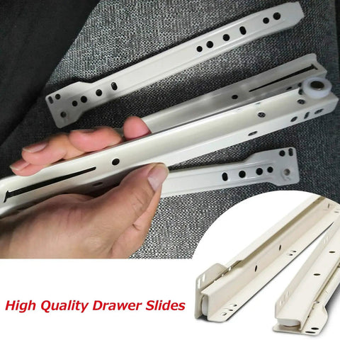 Top Notch White Steel Roller Drawer Slides One Pair Bottom Mount Heavy Duty Cabinet Runners With Slick Rollout Action Built Tough For Dresser Keyboard Shelf And Garage Workbench Assembly In Various Lengths