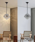 Chrome Modern Pendant Chandelier With Crystal Raindrop Lighting For Dining Room Living Room Bedroom And Bathroom 4 G9 Bulbs