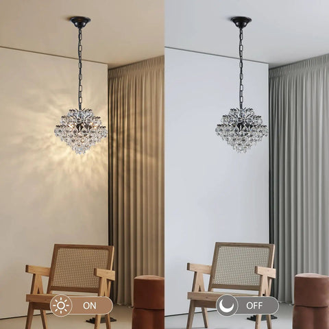 Chrome Modern Pendant Chandelier With Crystal Raindrop Lighting For Dining Room Living Room Bedroom And Bathroom 4 G9 Bulbs