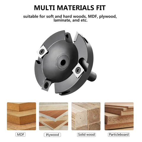CNC Spoilboard Surfacing Router Bit Half Inch Shank 3 Inch Cutting Diameter With 2x2 Carbide Inserts for woodworking materials.