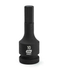 1/2 Inch Drive Hex Bit Impact Socket 10mm With Pin Retention For Secure Grip Manganese Phosphate Finish Heavy Duty Tool