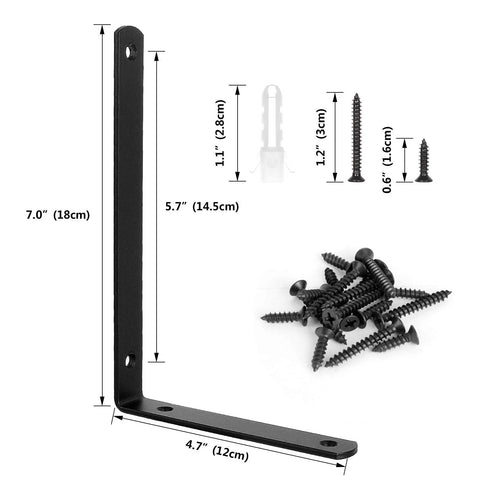 10 Pack Black Cast Iron L Shelf Brackets Heavy Duty Corner Braces Support Sixty Six Pounds with Screws and Anchors