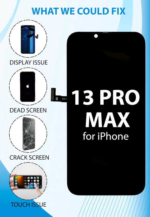 iPhone 13 Pro Max Screen Replacement Kit With 6.7 Inch FHD LCD Display And Touch Digitizer True Tone Programmable Face ID Remains