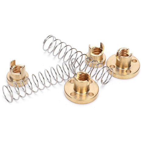Anti Backlash T8 Brass Nut Replacement Kit With High Tension Springs For 3D Printers and CNC Rolling Mills