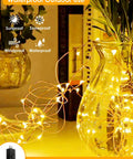 66Ft 200 LED Fairy Lights Plug In Warm White IP44 Waterproof Indoor Outdoor With Timer And 8 Modes Copper Wire Twinkle