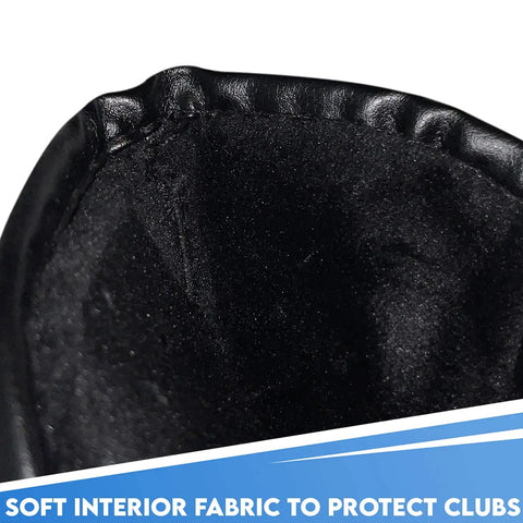 Soft interior of Premium Magnetic Leather Golf Club Head Covers for Irons and Wedges, Set of 10, Fits Most Clubs.
