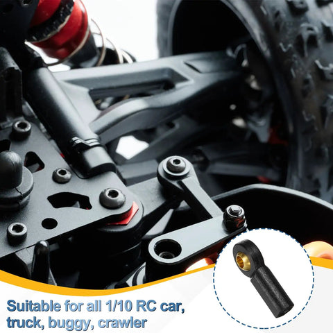 11 Pack M3x20mm RC Plastic Rod End Balls Black for Link Ball Joint Connectors, Durable Tied Rod End Hardware for RC Cars, Trucks, Drones, Planes, and Other Hobby Projects on 1/10 RC suspension linkage