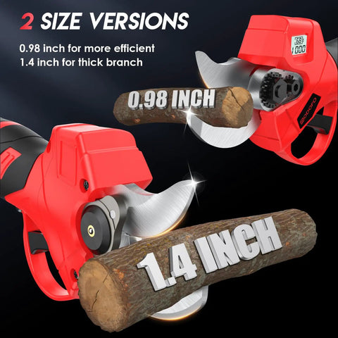 Electric Pruning Shears With LCD Display For Precise Garden Trimming, Cordless Brushless Motor Pruner cutting branches