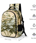Soft Shadow Neutral Plant Print Unisex Backpack Large Capacity For Everyday Carry Durable Polyester Daypack with plant design.