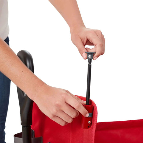 Adjusting handle on Convertible Wagon Stroller for Kids 1 Plus Beach Cart With Wheels All In One Red Wagon