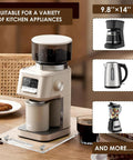 Top Shelf Slick Sliding Tray For Coffee Maker With Noiseless Rolling Station Board And Heavy Duty Pull Handle For Hassle Free Countertop Glide Access Right Away with coffee maker and accessories.