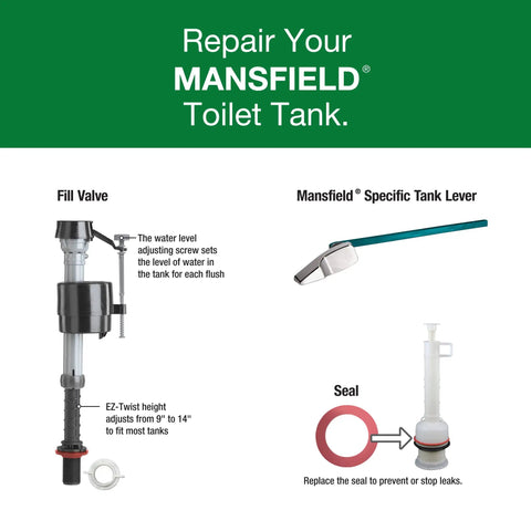 Mansfield Toilet Fill Valve And Flush Valve Seal Repair Kit For Quick Leak Fix On Mansfield 210 And 211 Toilets No Fuss Install