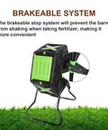 Outdoor Compost Tumbler With Rotating Design And Air Vents 70 L 18.5 Gallon Heavy Duty Garden Bin showcasing brakeable system on grass