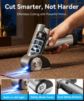 Get Electric Box Cutter At 320Rpm Speed. Ergonomic design with built-in LED, safety blade cover, cutting carpet effortlessly.