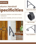 Industrial Grade Wall Mount Handrails For Outdoor Steps And Decks Featuring Wrought Iron Safety Rails With Curved Grips on a wooden door.