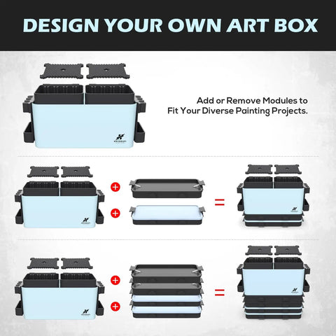 Portable All In One Miniature Painting Station With Wet Palette Tray, Brush Cleaner And Holders, modular setup options.