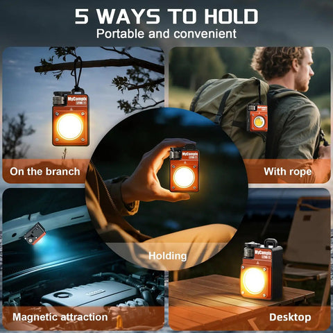 Portable Camping Light 3500LM LED Lantern Rechargeable with various holding methods for outdoor versatility