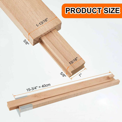 4 Pack Wooden Drawer Slides 14 Inch Bottom Mount Tracks Replacement Runners For Cabinet Fix Solid wood construction dimensions displayed.
