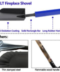 15 Inch Fireplace Ash Shovel With Wider Head For Quick Cleanup Heavy Duty Manganese Steel Scoop Rubber Handle And Hanging Ring