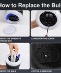 Steps to replace bulb of Outdoor And Indoor Mosquito Killer Zapper With Beastly 4200V High Powered Waterproof Design shown.
