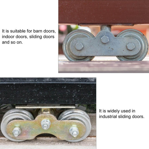 Heavy Duty Steel Sliding Door Pulley Rail System With Hanging Wheel For Industrial Gates, 200Kg Load Capacity, close-up