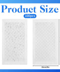 100 Piece Meat Absorbent Pads 4x7 Inch White Food Grade Soaker Pads for Meat and Fish Packaging, showing size dimensions